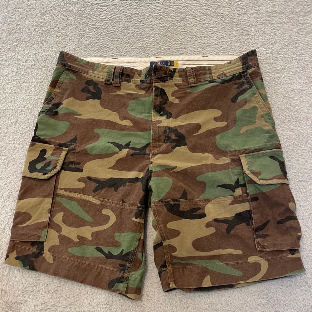 Polo Ralph Lauren 9" Gellar Camo Cargo Short Mens 44B Green Classic Fit Woodland